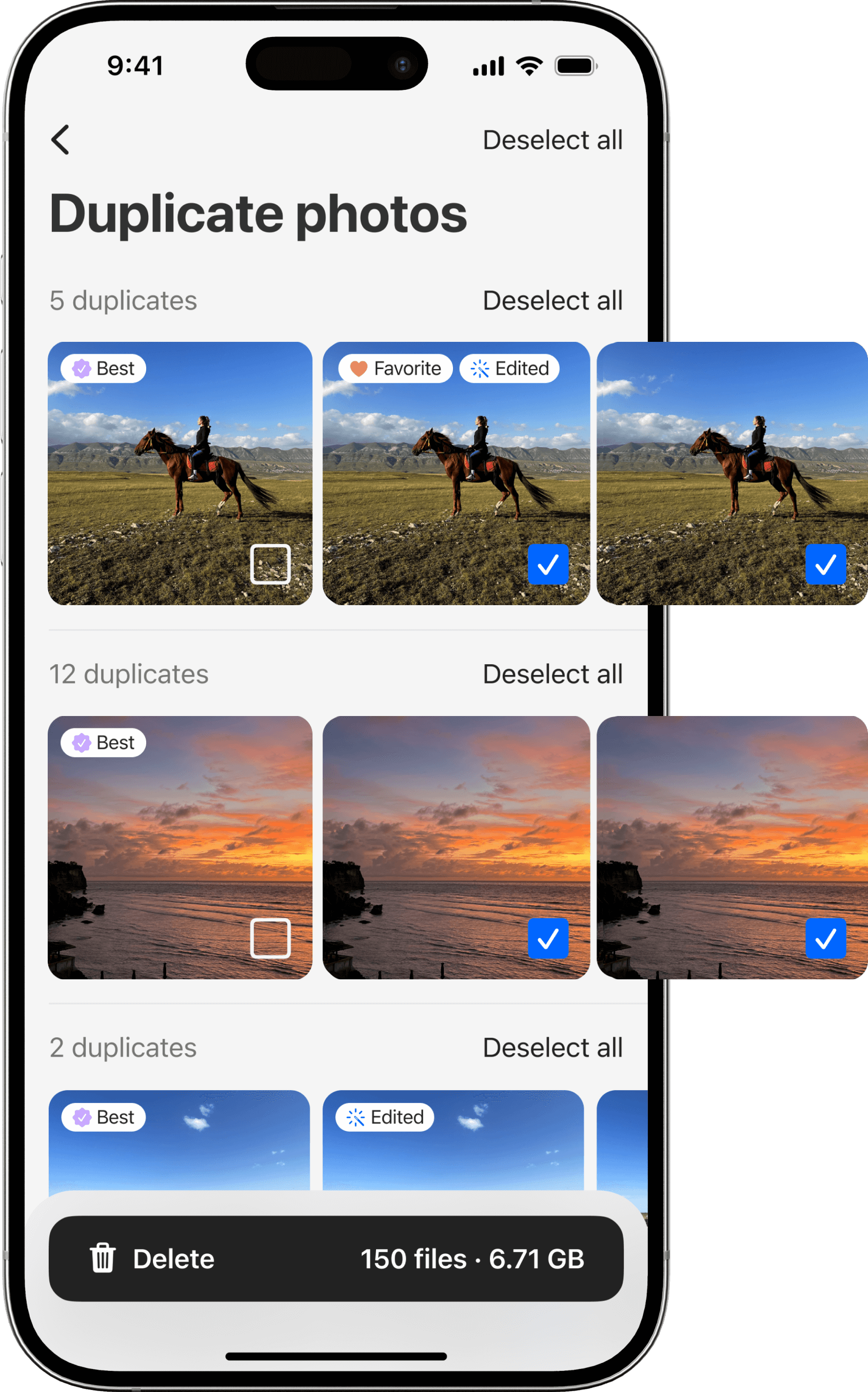 Delete duplicate photos instantly - AI Cleaner app screenshot