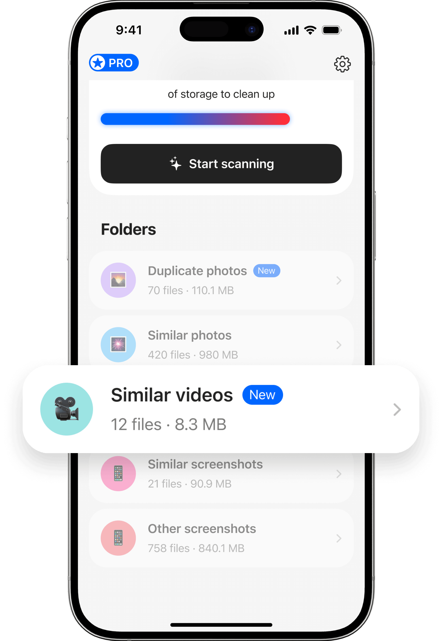 Cleanup similar photos, videos & screenshots - AI Cleaner app screenshot